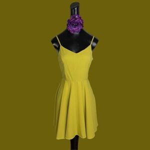 Lulu’s Spaghetti-Strap Lime Green Fit-and-Flare Dress